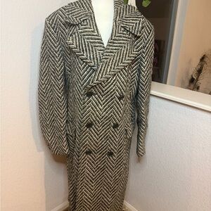 Vintage Burberry Black and White Patterned Coat